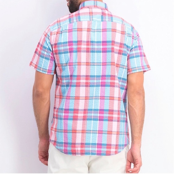 Rye by Hawker Rye Seersucker Plaid Button Front Short Sleeve size XL - Picture 8 of 11